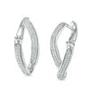 Thumbnail Image 0 of 0.45 CT. T.W. Diamond Twist Hoop Earrings in 10K White Gold