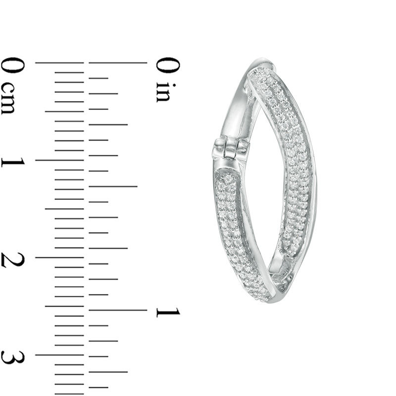 0.45 CT. T.W. Diamond Twist Hoop Earrings in 10K White Gold