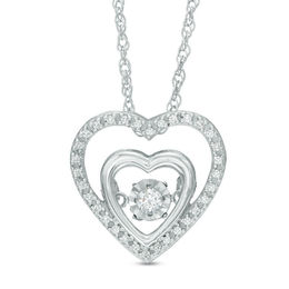 Unstoppable Love™ 0.15 CT. T.W. Diamond Double Heart Pendant in 10K White Gold