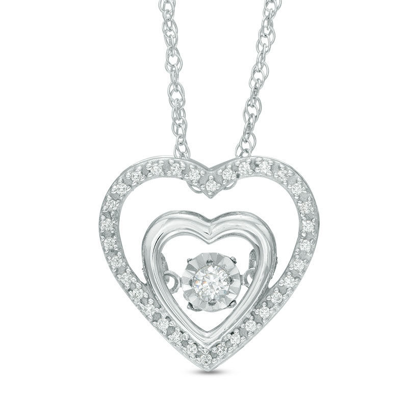 Unstoppable Love™ 0.15 CT. T.W. Diamond Double Heart Pendant in 10K White Gold|Peoples Jewellers