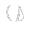 Thumbnail Image 0 of 0.11 CT. T.W. Diamond Curved Crawler Earrings in Sterling Silver