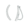 Thumbnail Image 1 of 0.11 CT. T.W. Diamond Curved Crawler Earrings in Sterling Silver