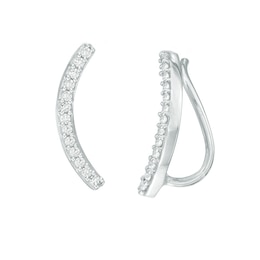 0.11 CT. T.W. Diamond Curved Crawler Earrings in Sterling Silver