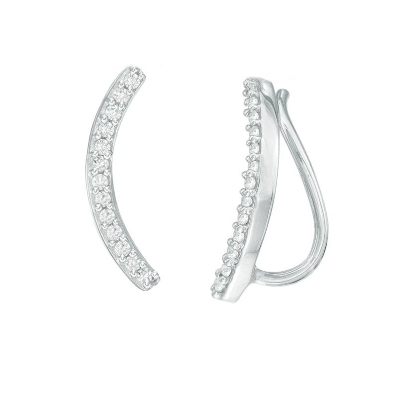 0.11 CT. T.W. Diamond Curved Crawler Earrings in Sterling Silver