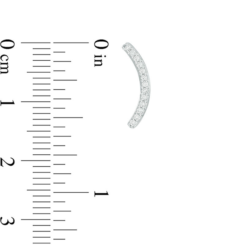 Main Image 2 of 0.11 CT. T.W. Diamond Curved Crawler Earrings in Sterling Silver