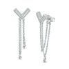 Thumbnail Image 0 of Diamond Accent Chevron Two Chain Loop Drop Earrings in Sterling Silver