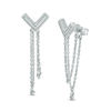 Thumbnail Image 1 of Diamond Accent Chevron Two Chain Loop Drop Earrings in Sterling Silver
