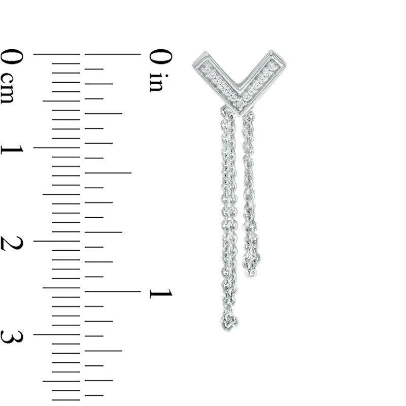 Diamond Accent Chevron Two Chain Loop Drop Earrings in Sterling Silver