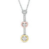 Thumbnail Image 1 of 0.23 CT. T.W. Diamond Three Stone Station Linear Drop Pendant in 10K Tri-Tone Gold