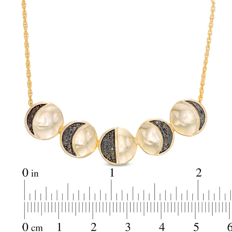 0.15 CT. T.W. Black Diamond Moon Phase Necklace in Sterling Silver and 14K Gold Plate 16