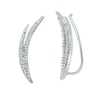 Thumbnail Image 1 of 0.18 CT. T.W. Diamond Split Curve Crawler Earrings in Sterling Silver