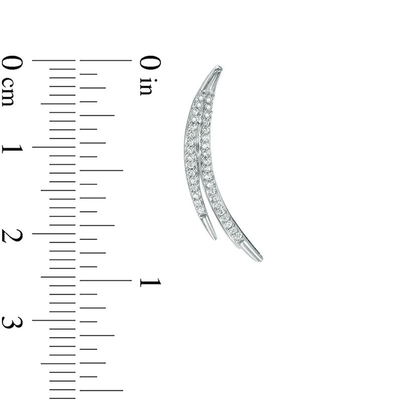 Main Image 2 of 0.18 CT. T.W. Diamond Split Curve Crawler Earrings in Sterling Silver