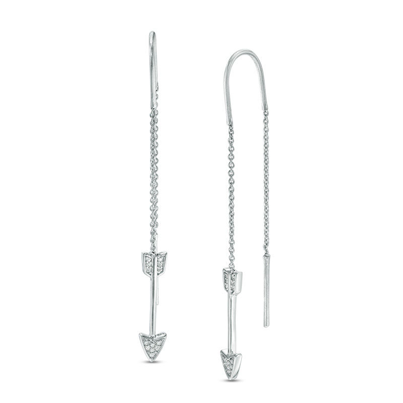 Diamond Accent Arrow Threader Earrings in Sterling Silver|Peoples Jewellers