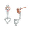 Thumbnail Image 0 of 0.18 CT. T.W. Diamond Heart Front/Back Earrings in 10K Two-Tone Gold
