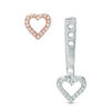 Thumbnail Image 2 of 0.18 CT. T.W. Diamond Heart Front/Back Earrings in 10K Two-Tone Gold
