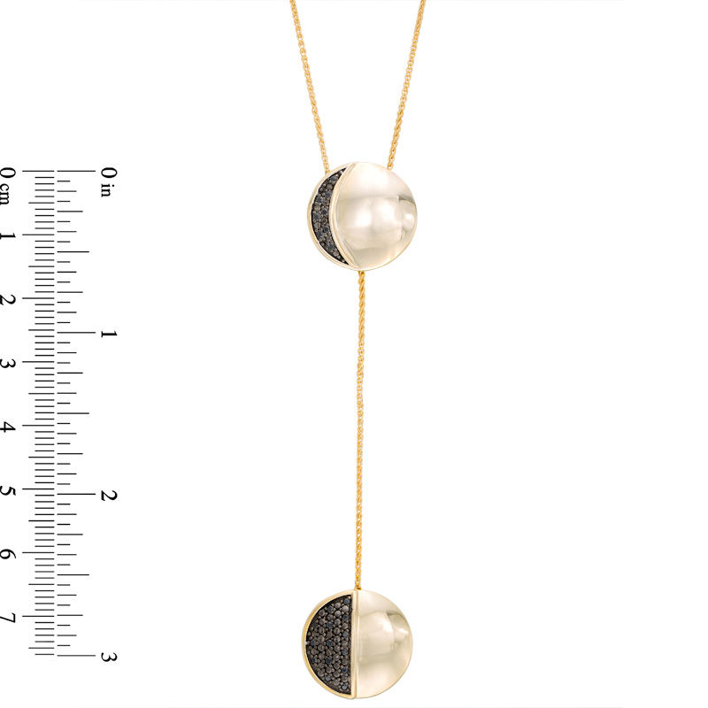 0.15 CT. T.W. Black Diamond Two Moon Lariat Necklace in Sterling Silver and 14K Gold Plate - 38"