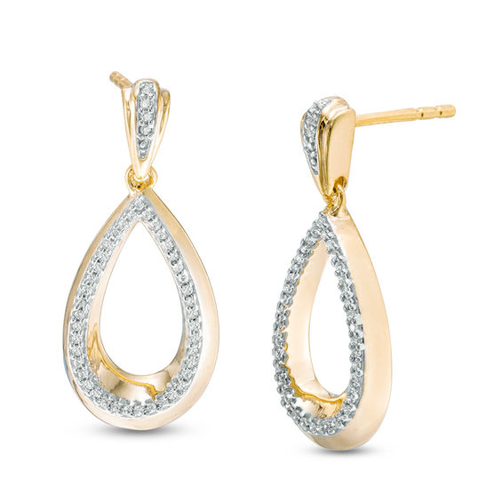 0.15 CT. T.W. Diamond Open Teardrop Earrings in 10K Gold