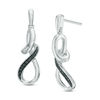 Thumbnail Image 1 of 0.09 CT. T.W. Black Diamond Twist Drop Earrings in Sterling Silver