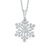 Thumbnail Image 1 of 0.09 CT. T.W. Diamond Snowflake Pendant in Sterling Silver