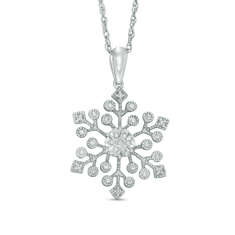 0.09 CT. T.W. Diamond Snowflake Pendant in Sterling Silver