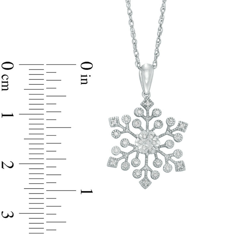 Main Image 2 of 0.09 CT. T.W. Diamond Snowflake Pendant in Sterling Silver