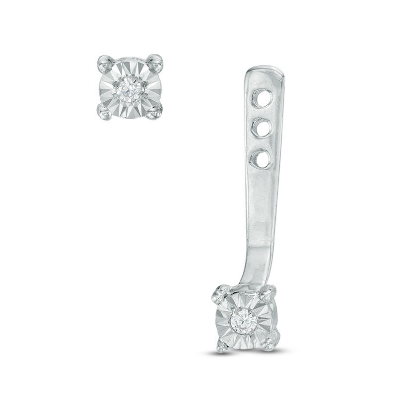 Main Image 2 of Diamond Accent Front/Back Earrings in Sterling Silver