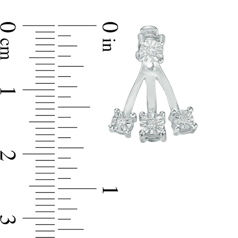 0.09 CT. T.W. Diamond Fan Front/Back Earrings in Sterling Silver