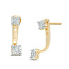 Diamond Accent Front/Back Earrings in Sterling Silver and 14K Gold Plate