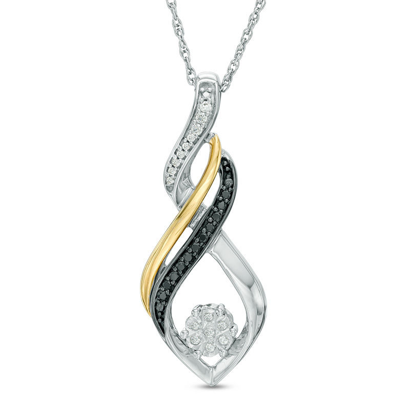 0.09 CT. T.W. Enhanced Black and White Diamond Twist Pendant in Sterling Silver and 10K Gold|Peoples Jewellers