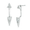 Thumbnail Image 0 of 0.09 CT. T.W. Diamond Pyramid Front/Back Earrings in Sterling Silver