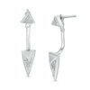 Thumbnail Image 1 of 0.09 CT. T.W. Diamond Pyramid Front/Back Earrings in Sterling Silver