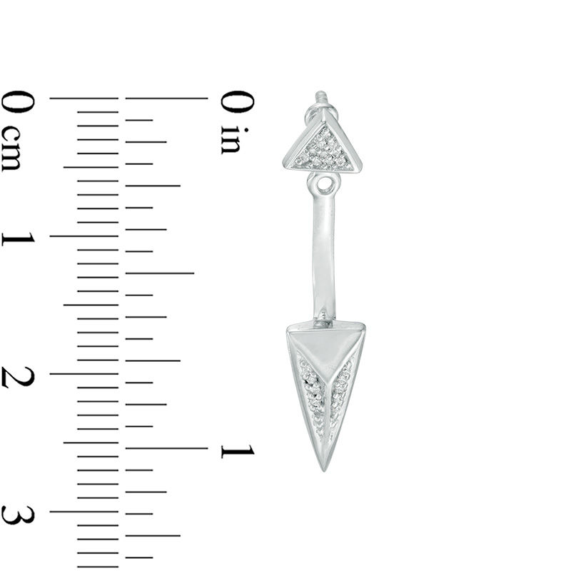Main Image 3 of 0.09 CT. T.W. Diamond Pyramid Front/Back Earrings in Sterling Silver