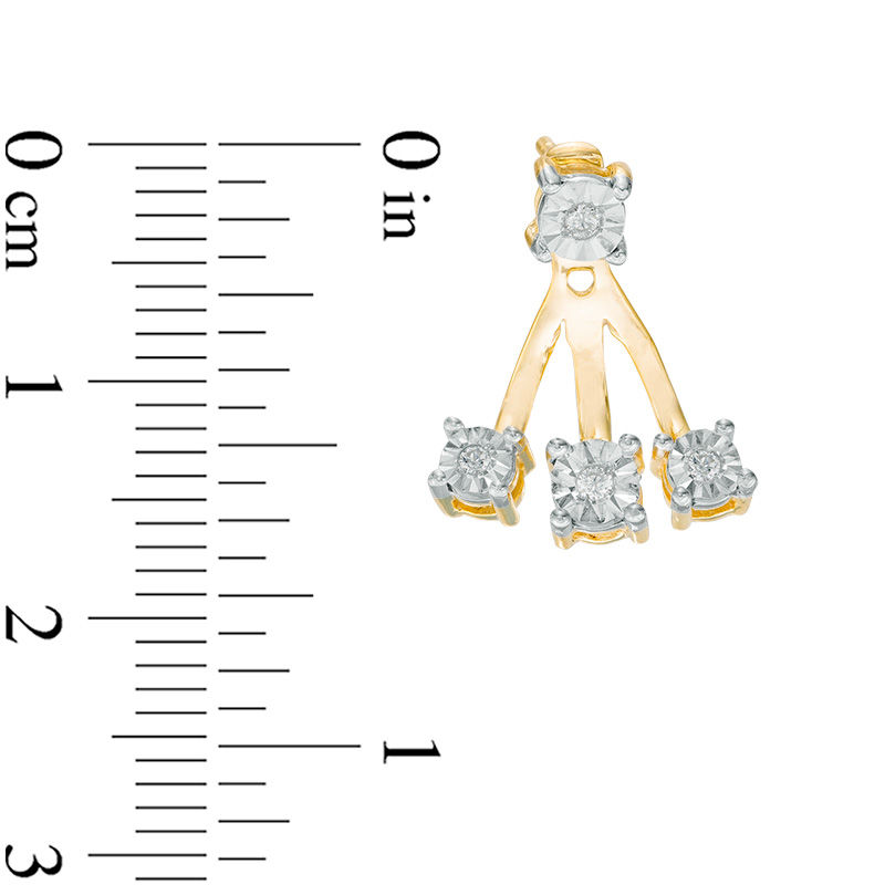 0.09 CT. T.W. Diamond Fan Front/Back Earrings in Sterling Silver and 14K Gold Plate
