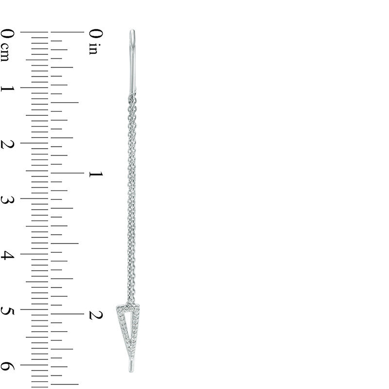 Main Image 2 of 0.09 CT. T.W. Diamond Open Triangle Threader Earrings in Sterling Silver