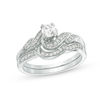 Thumbnail Image 0 of 0.30 CT. T.W. Diamond Bypass Bridal Set in Sterling Silver