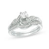 Thumbnail Image 1 of 0.30 CT. T.W. Diamond Bypass Bridal Set in Sterling Silver
