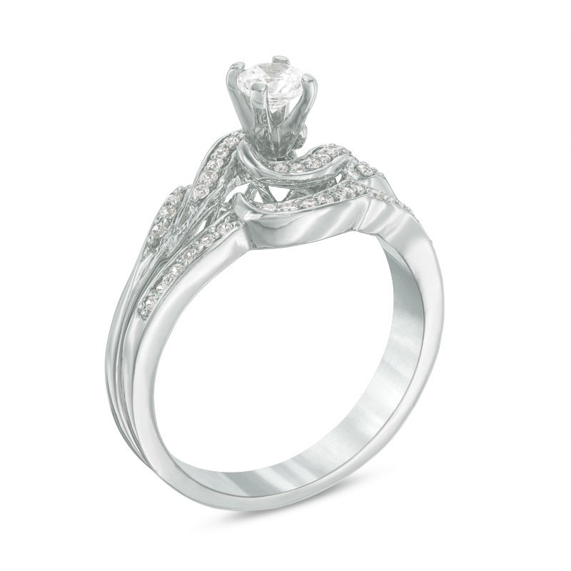 0.30 CT. T.W. Diamond Bypass Bridal Set in Sterling Silver