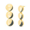 Thumbnail Image 0 of 0.30 CT. T.W. Black Diamond Three Moon Drop Earrings in Sterling Silver and 14K Gold Plate