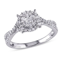 0.50 CT. T.W. Multi-Diamond Frame Twist-Shank Ring in 10K White Gold