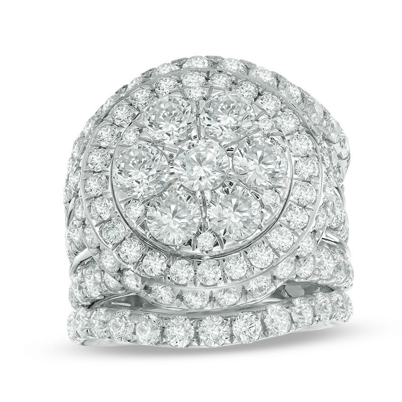 Main Image 1 of 7.00 CT. T.W. Composite Diamond Frame Three Piece Bridal Set in 14K White Gold