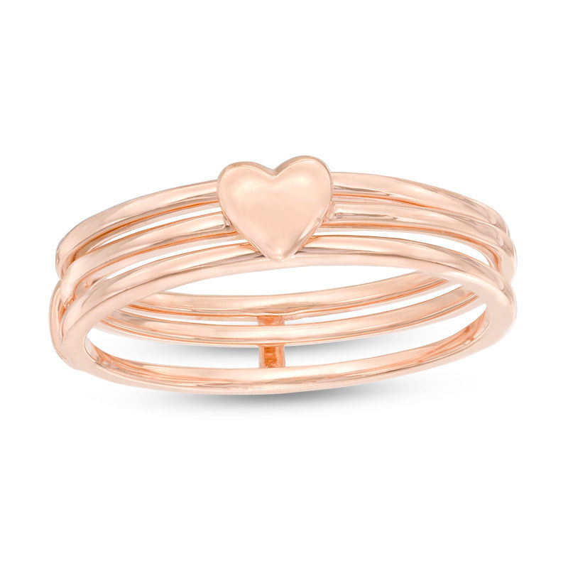 Puffed Heart Two-Piece Ring in 10K Rose Gold|Peoples Jewellers