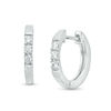 Thumbnail Image 1 of 0.13 CT. T.W. Diamond Three Stone Huggie Hoop Earrings in 10K White Gold