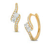 Thumbnail Image 0 of Ever Us™ 0.60 CT. T.W. Two-Stone Diamond Bypass Hoop Earrings in 14K Gold