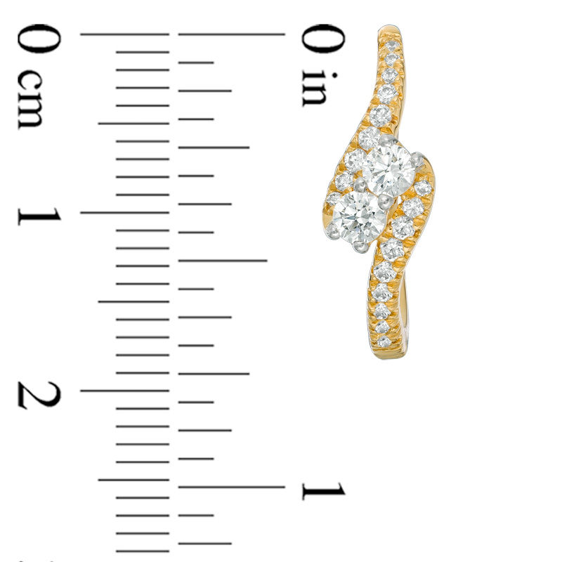 Ever Us™ 0.60 CT. T.W. Two-Stone Diamond Bypass Hoop Earrings in 14K Gold