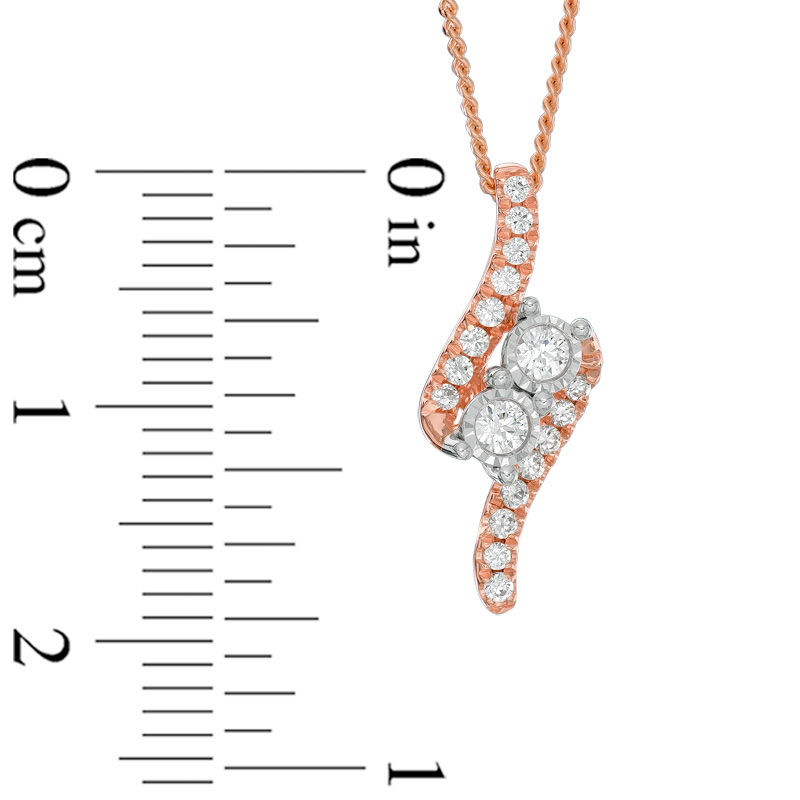 Ever Us™ 0.25 CT. T.W. Two-Stone Diamond Bypass Pendant in 14K Rose Gold - 19"