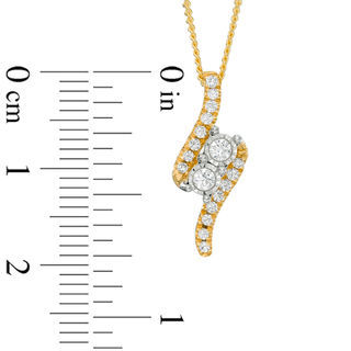 Ever Us™ CT. T.W. Two-Stone Diamond Bypass Pendant in 14K Gold