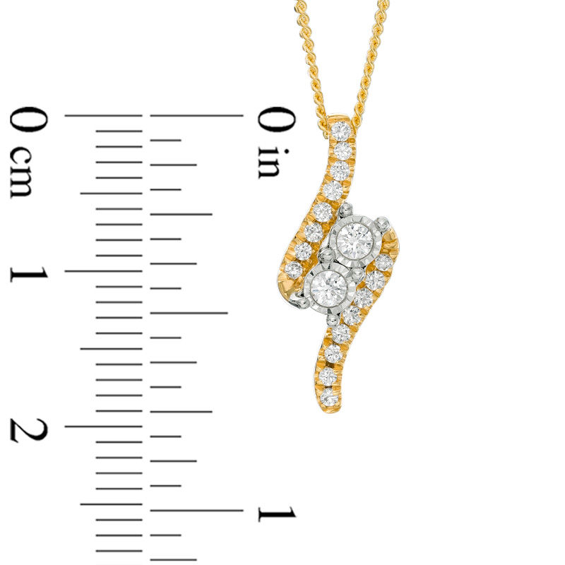 Ever Us™ 0.25 CT. T.W. Two-Stone Diamond Bypass Pendant in 14K Gold - 19"