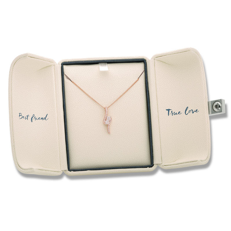 Main Image 3 of Ever Us™ 0.50 CT. T.W. Two-Stone Diamond Bypass Pendant in 14K Rose Gold - 19"