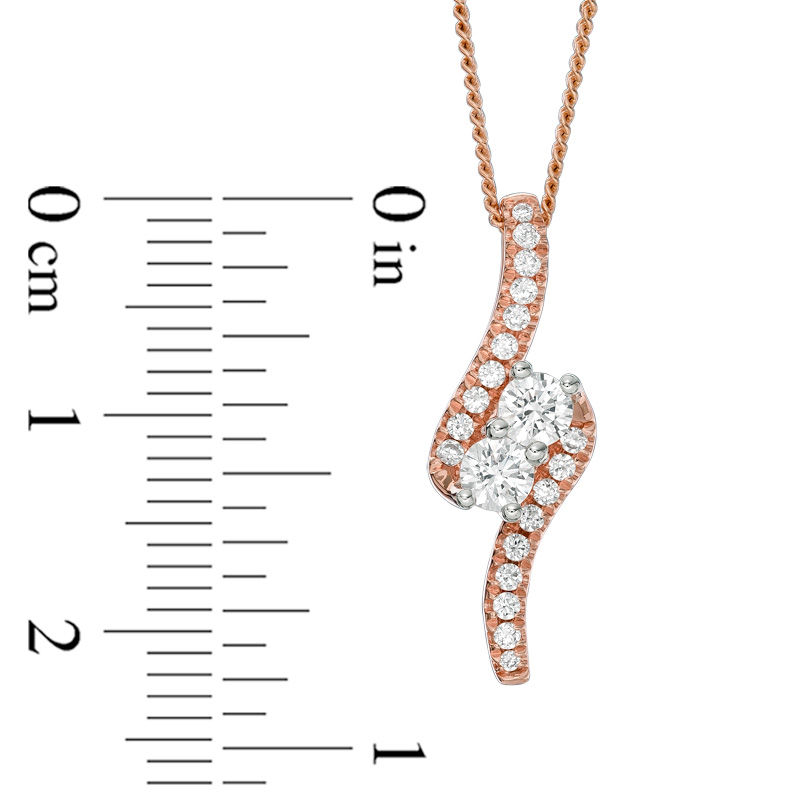 Ever Us™ 0.50 CT. T.W. Two-Stone Diamond Bypass Pendant in 14K Rose Gold - 19"