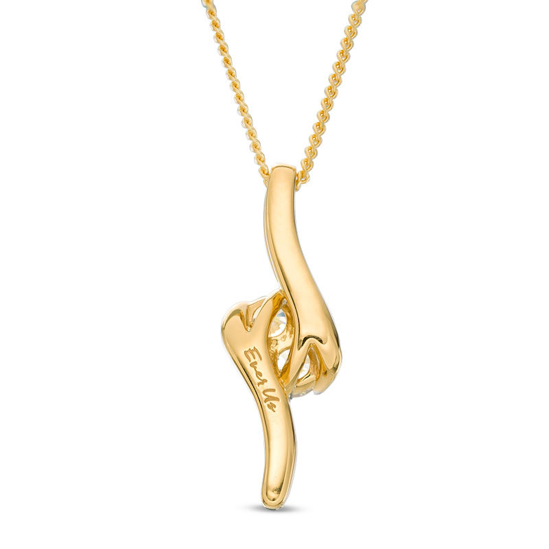 Main Image 2 of Ever Us™ 0.50 CT. T.W. Two-Stone Diamond Bypass Pendant in 14K Gold - 19"